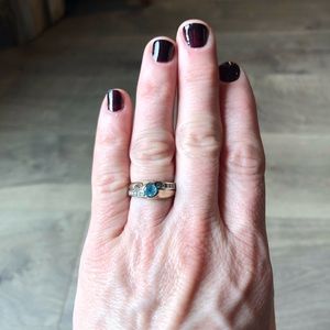 Women’s 14K White Gold Blue Topaz & Diamond Ring